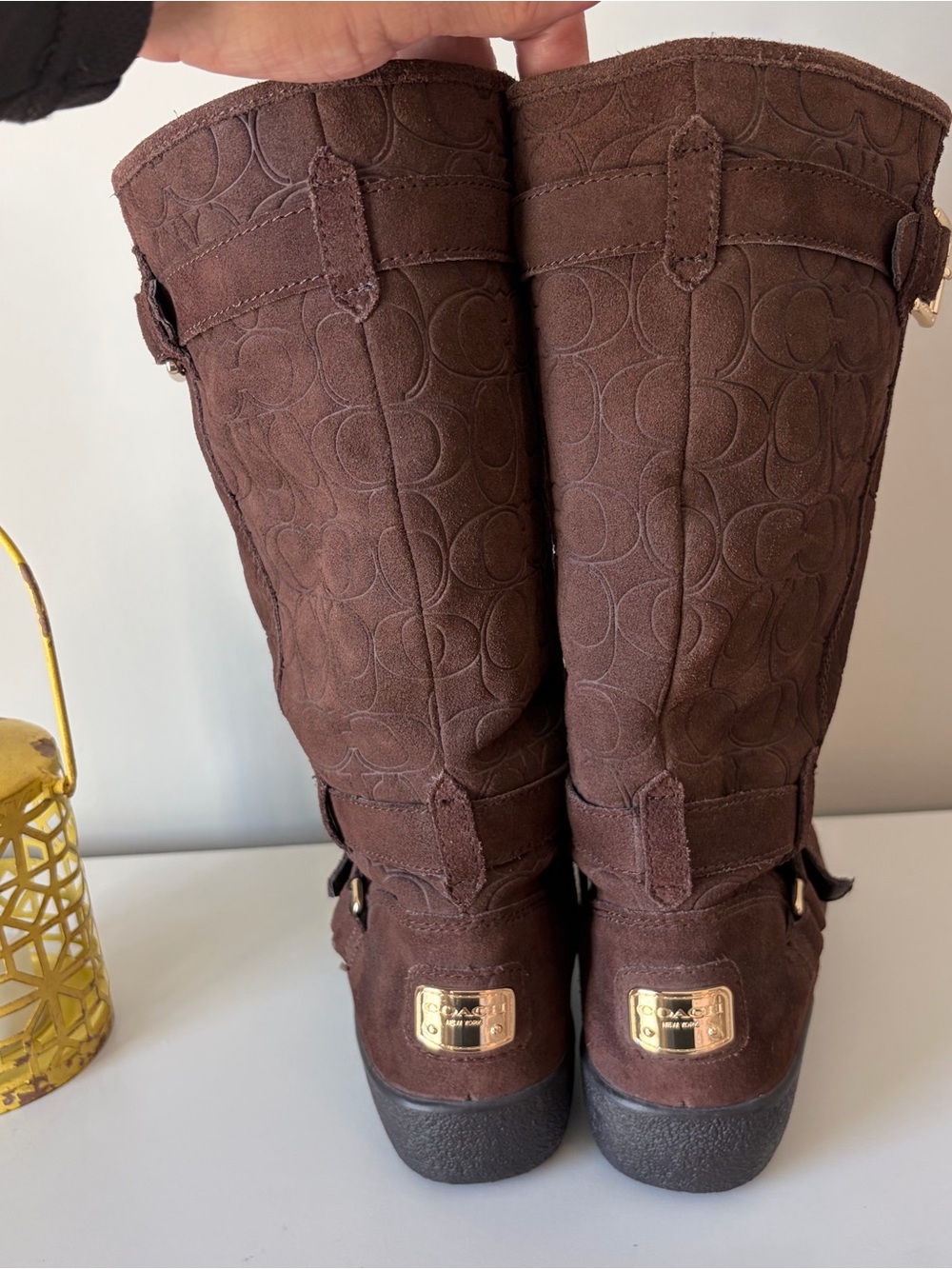 Coach Thelma Brown Suede Signature Mid-calf Boots 7.5 - Picture 5 of 7